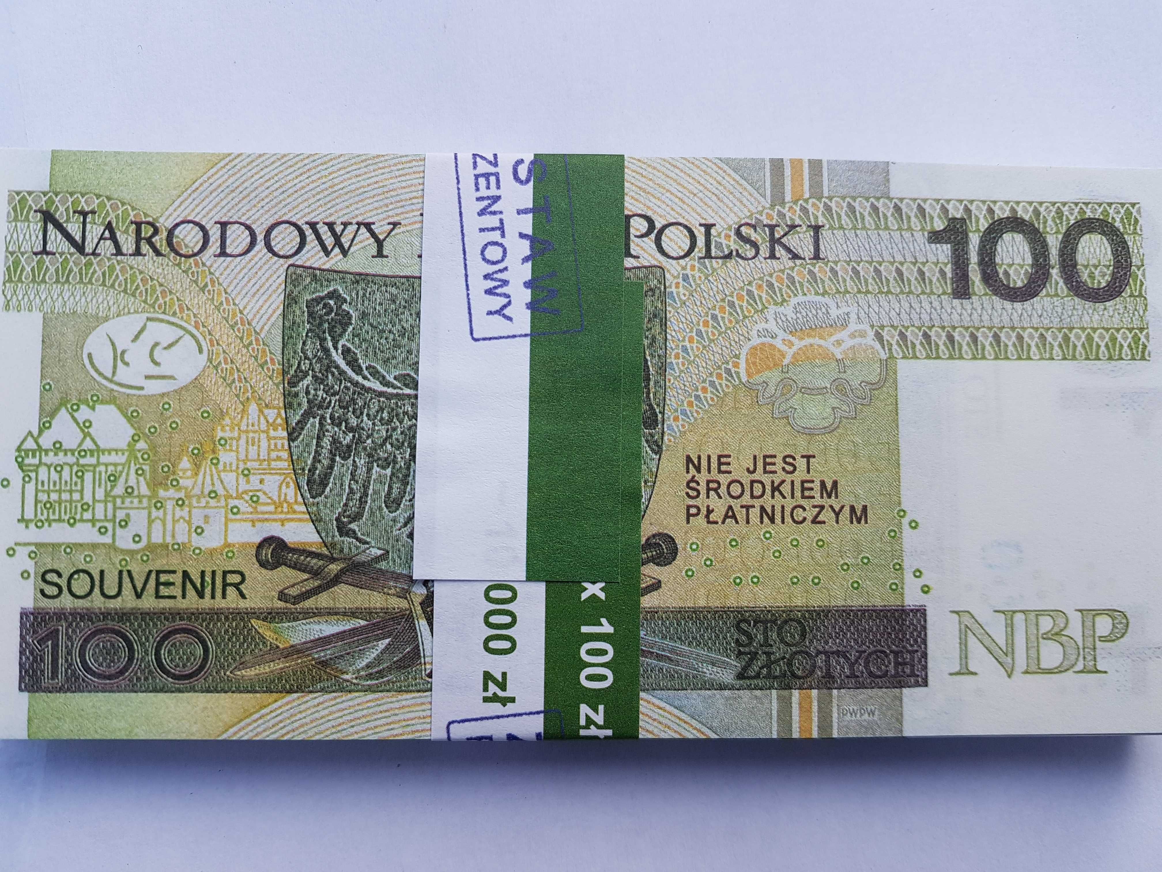 100 złotych banknoty do zabawy i nauki plik 100sztuk 138x68 Czosnów ...
