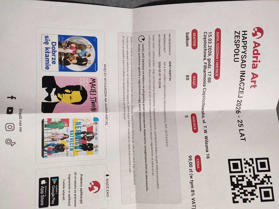 Bilety na koncert 25 lecie zespołu Happysad - 15 marca Częstochowa