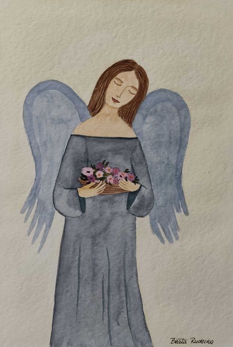 Akwarela Akwarelka Obraz pt: Anioł - A4