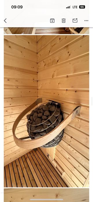 Sauna zewnetrzna ogrodowa Harvia Huum modrzew