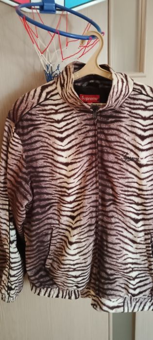 Спортивна куртка Supreme SS18 Tiger Stripe, розмір L, біла/чорна, з блискавкою,  автентична, стан нової