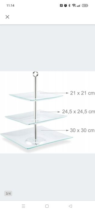 Patera 30 cm 3 talerze kwadrat