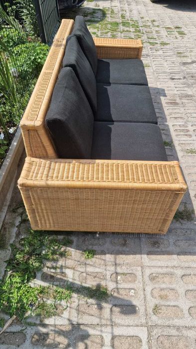 Sofa rattanowa 3os funkcja spania z rattanu ogrodowa naturalna RATTAN