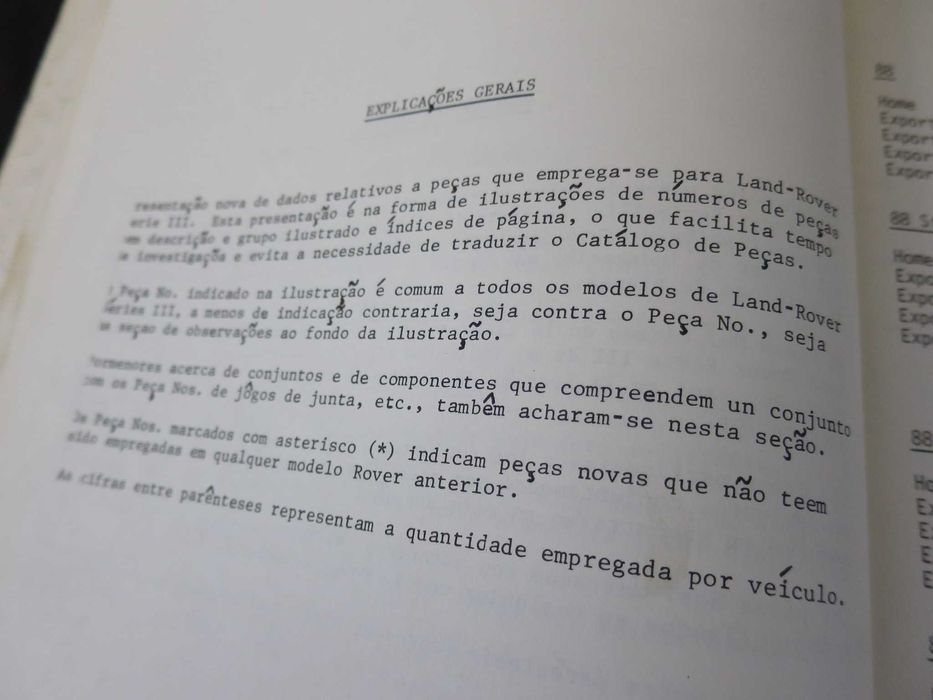 Catálogo Land Rover series III jipe 4x4 peças sobressalentes 1978