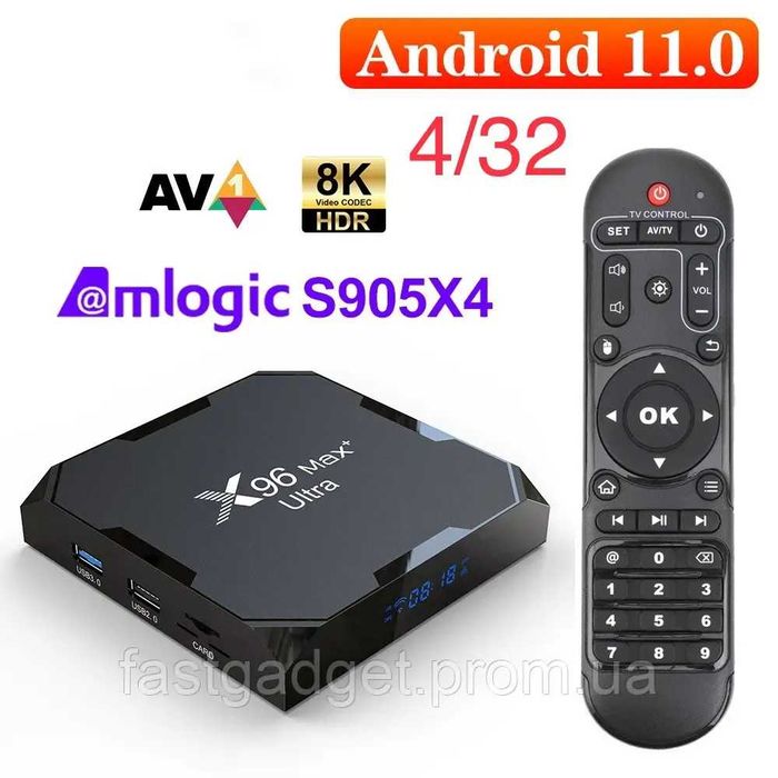 SmartTV X96Max Plus Ultra 4gb/32гб Amlogic s905x4 Android 11