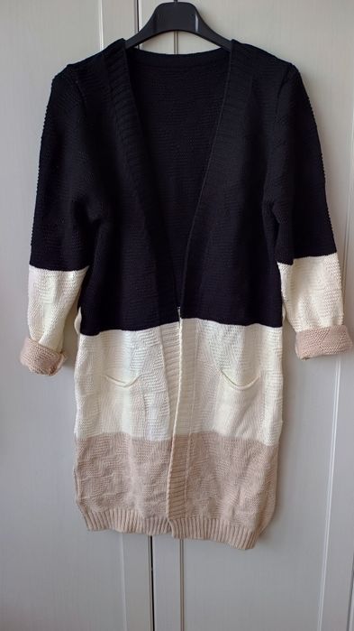 Kardigan sweter damski wdzianko biel beż