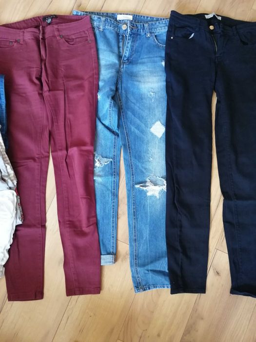 Spodnie damskie 34-36 zestaw długie krótkie