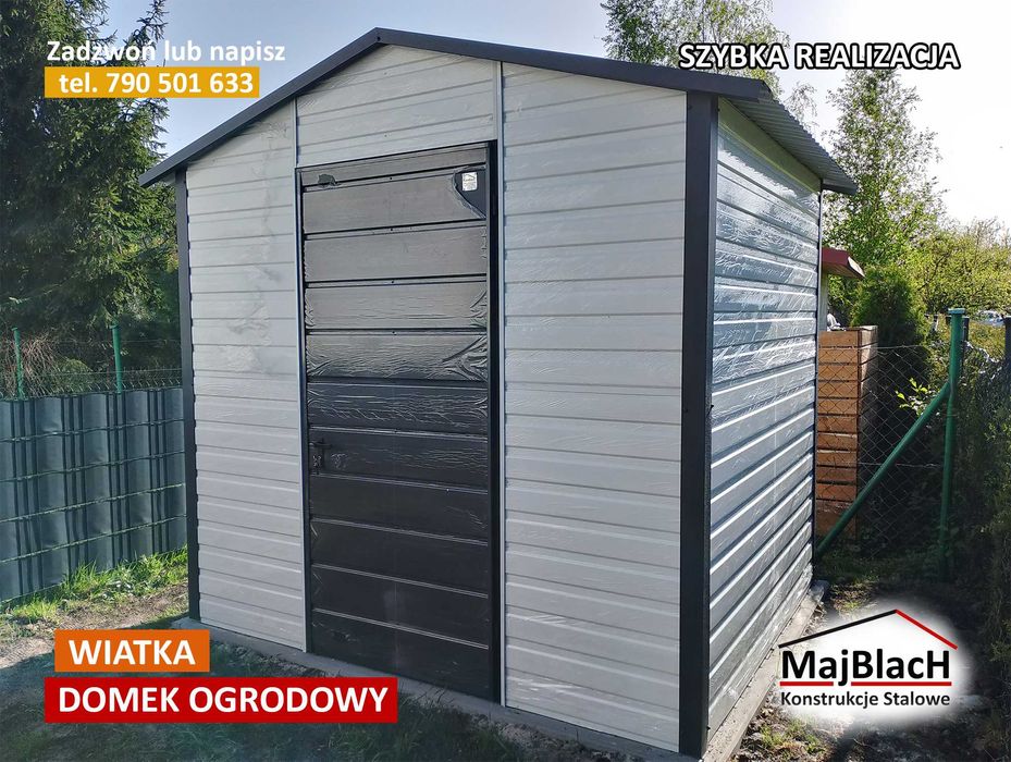 Biały Garaż Blaszany Na narzędzia Schowek-Wiatka ogrodowa  - Maj-Blach