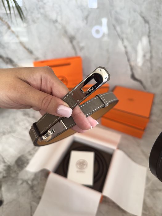 Ремінь Hermes Kelly натуральна шкіра, Belt epsom, пояс ермес келлі, ремень эрмес келли натуральная кожа etoupe сірий