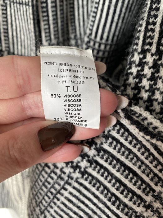 Sweter butikowy w kratkę pepitkę gruby dwurzędowy kieszenie
