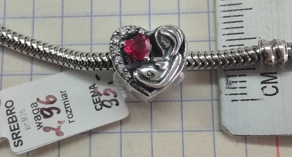 Charms serce dla przyszłej mamy Srebro 925 NOWE