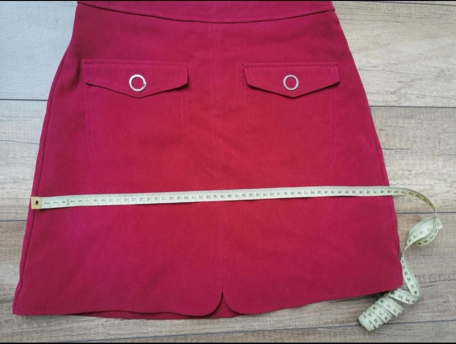 Spódnica zamszowa bordo Numteg S 36 mini