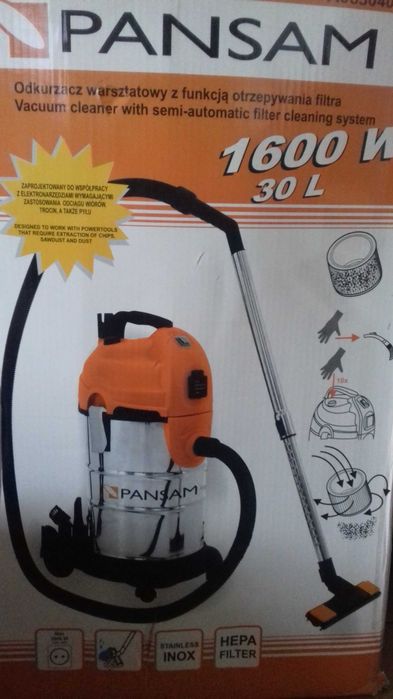 Odkurzacz warsztatowy Pansam 1600W 30L przemysłowy do popiołu