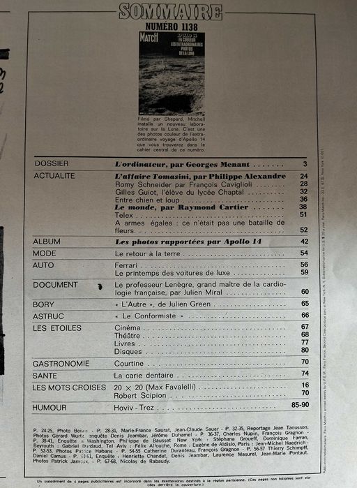 Paris Match número 1138 de 27 Fevereiro 1971