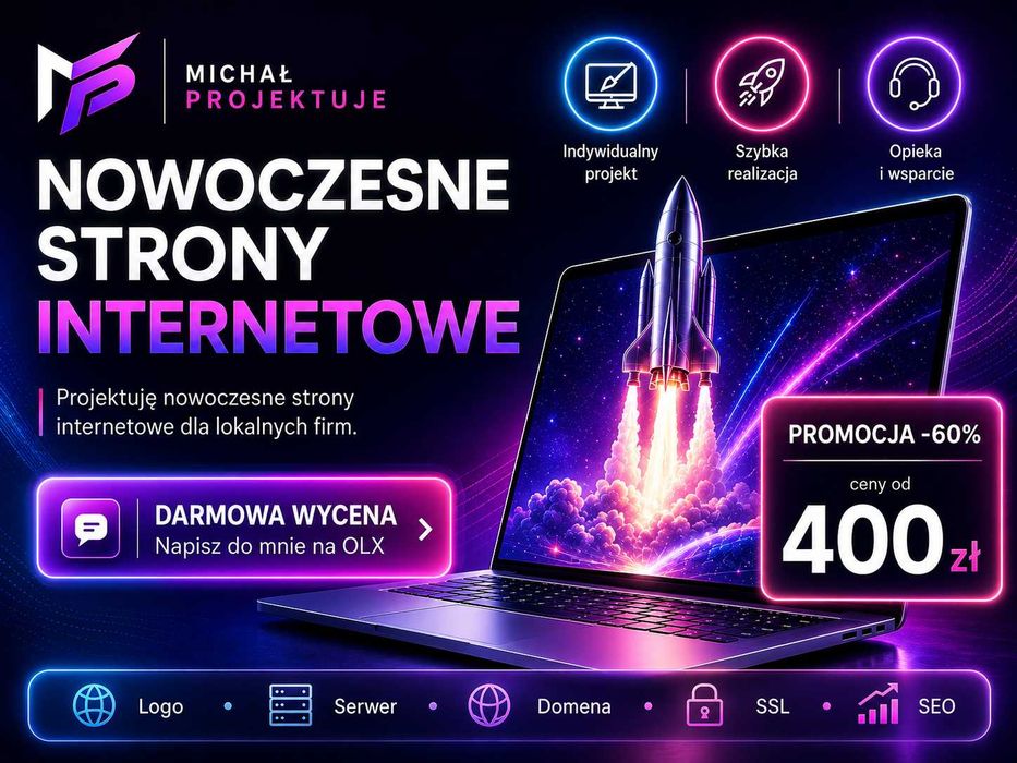 Strona internetowa dla firmy 400 zł | 5 lat gwarancji - Serwer i Domena GRATIS