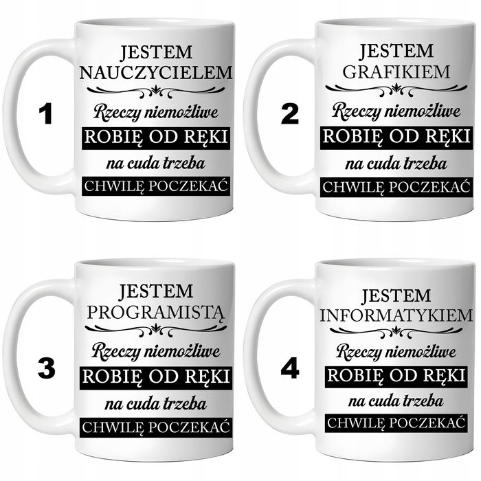 Kubek Prezent Dla Programisty Rzeczy Niemożliwe Robię Od Ręki