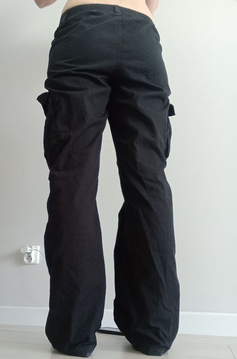 Czarne spodnie bojówki H&M 36 38 S M kieszenie