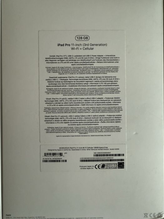 iPad 11 Pro 3 generacji WiFi+Cellular 128GB Space Gray stan idealny!