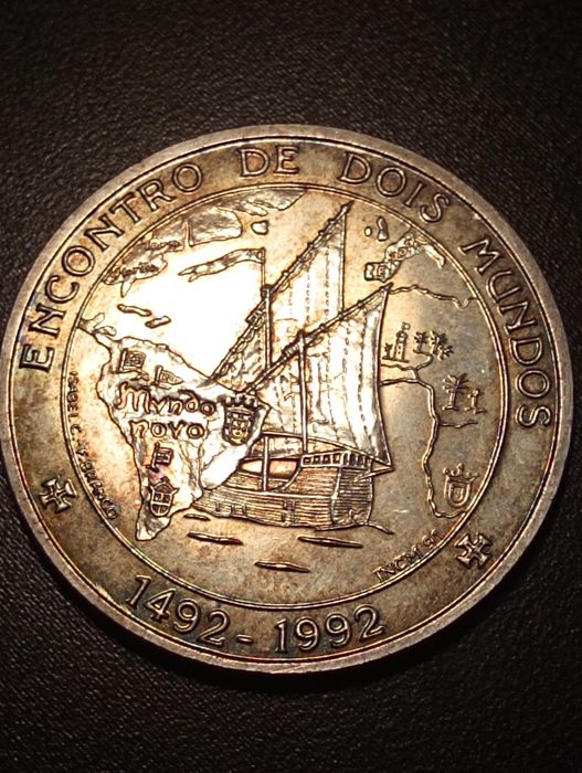 1000 escudos - two worlds - 500 years Discovery America Por 1992	Prata