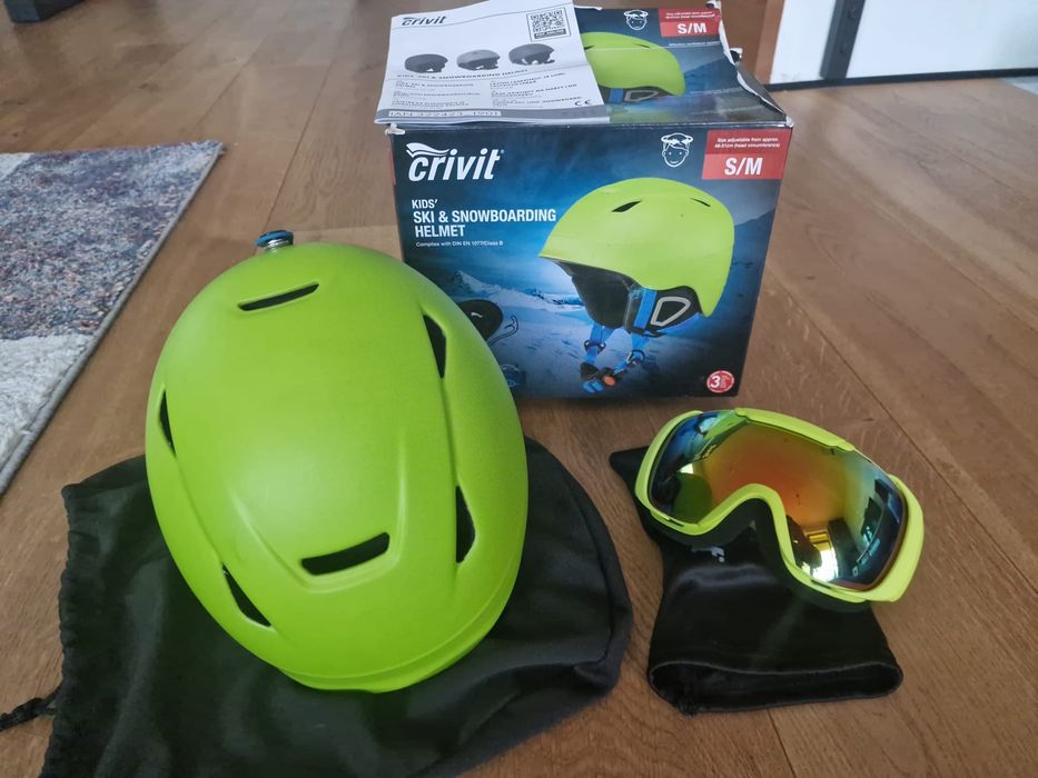 Kask dziecięcy narty/snowboard crivit + google jak nowe