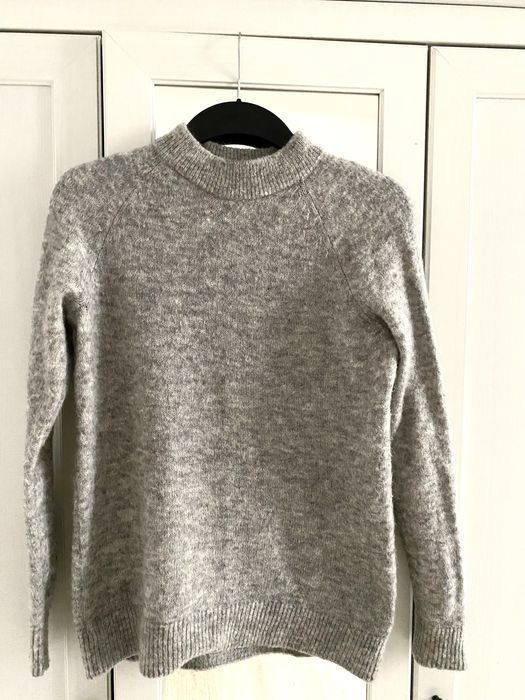 H&M szary ciepły sweter z bardzo dobrym składem, wełna moher