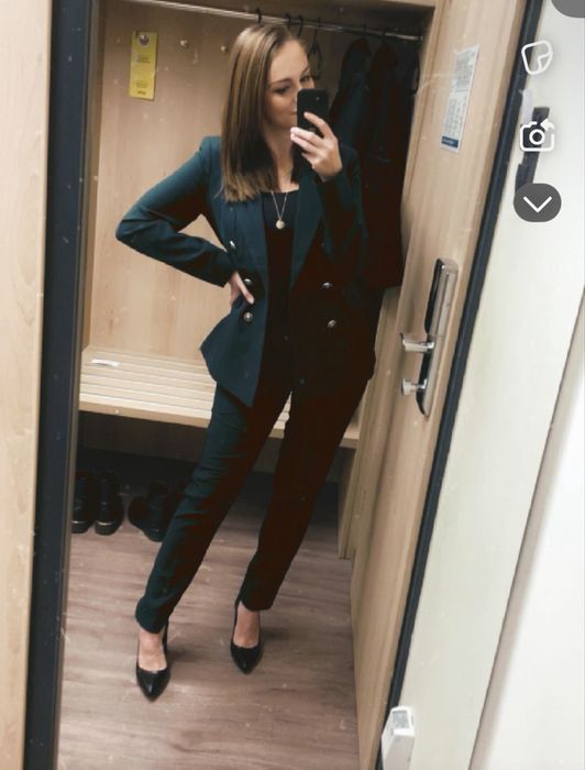 Butelkowozielony garnitur mohito XS/34 marynarka spodnie