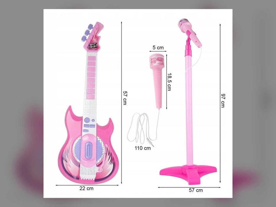 Nowa Gitara Elektryczna Dla Dzieci Z Mikrofonem Na Statywie Karaoke