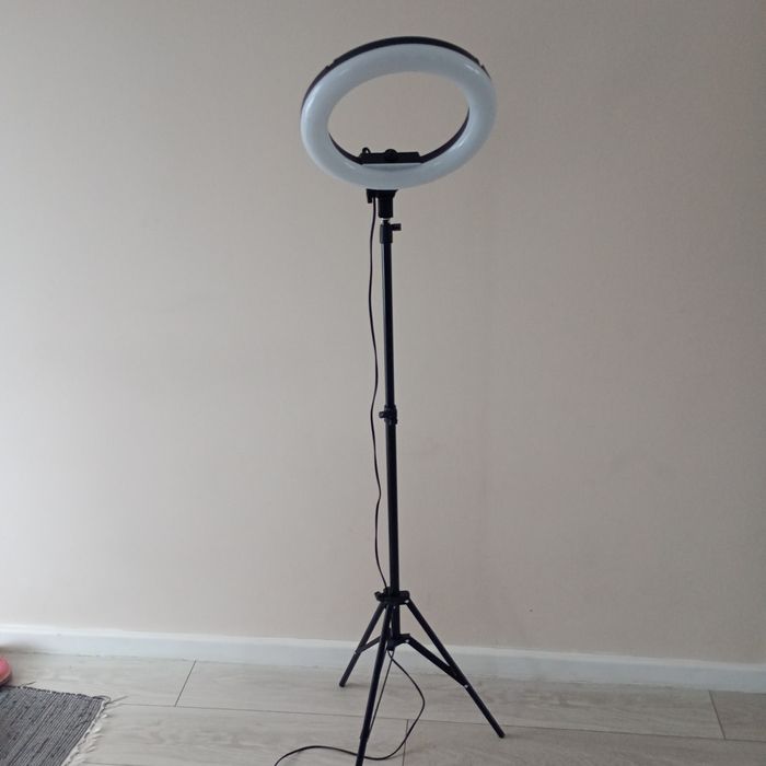 Lampa LED ring pierścieniowa statyw pilot 36W światło ciepłe zimne