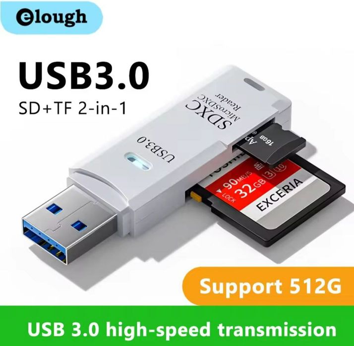 Кардрідер 2-в-1 USB 3.0,  для карт пам'яті SD та microSD (TF)