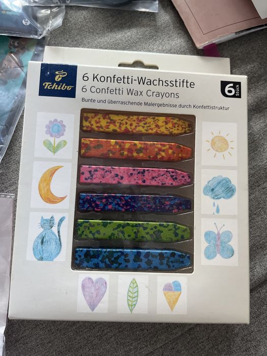 Tchibo kredki swiecowe konfetti 6 szt nowe