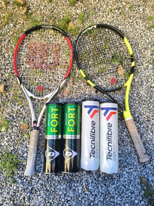 2 Raquetes Wilson + Babolat + 4 Tubos de Bolas (Bom Estado)