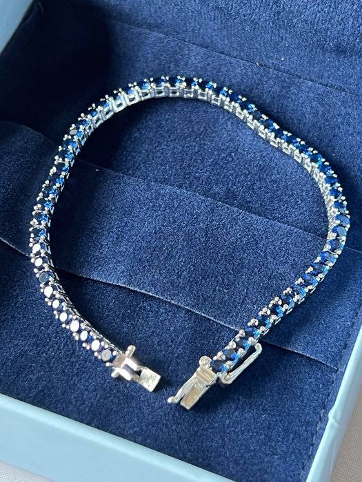 Pulseira Tennis Safiras Prata 925