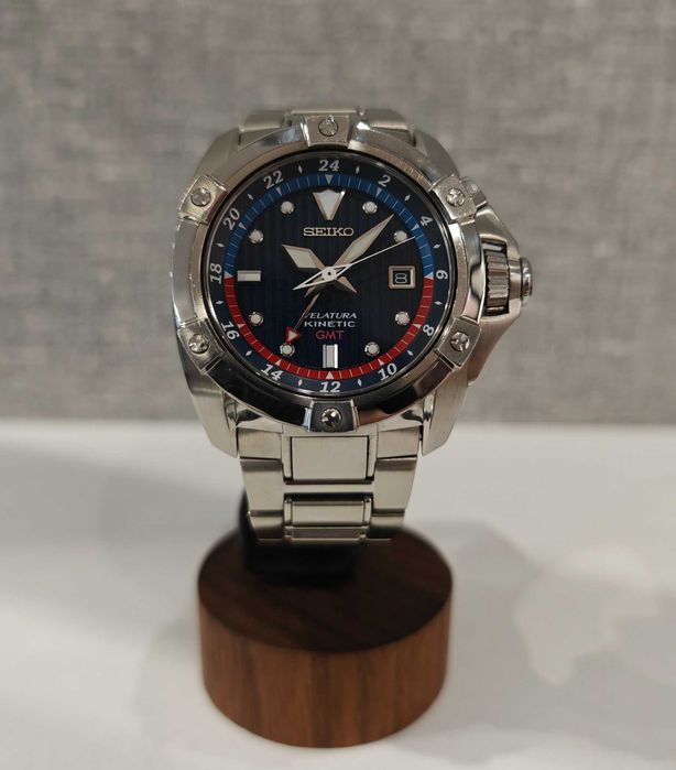 Чоловічий годинник Seiko Velatura Blue SUN011P1 Kinetic Sapphire GMT