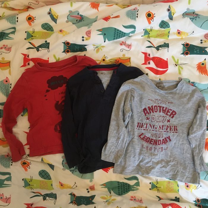 3 camisolas algodao, manga comprida - kiabi, zippy, mo