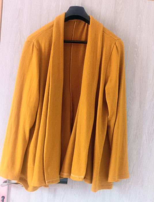 Miodowy kardigan/ musztardowa narzutka  Branco z wiskozą/ róż.