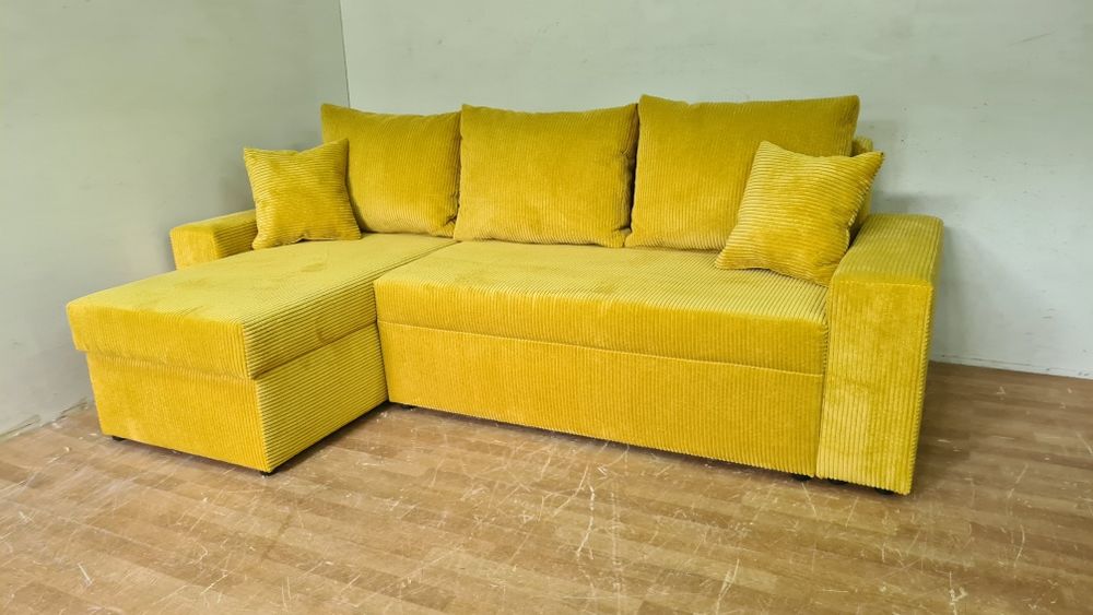 Nowy Narożnik sprężyny automat sztruks welur plusz kanapa sofa rogówka