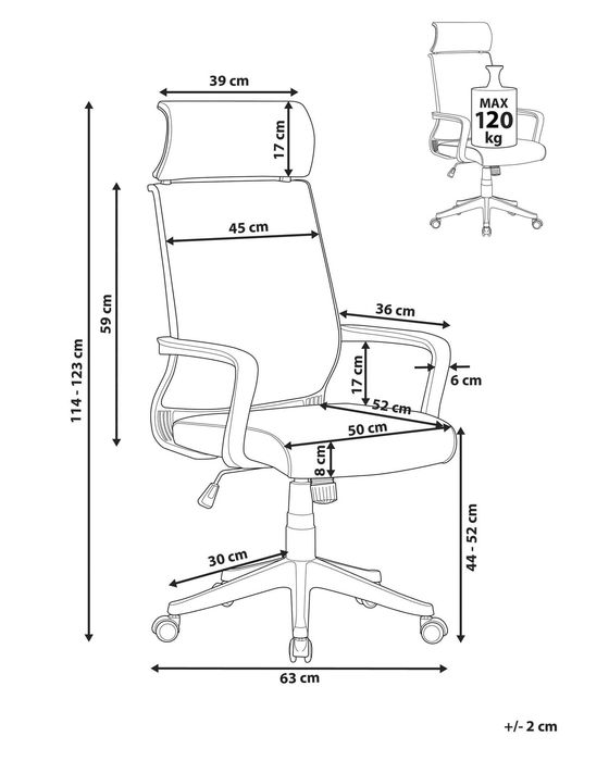 Cadeira Ergonómica, Rotativa, com Elevador