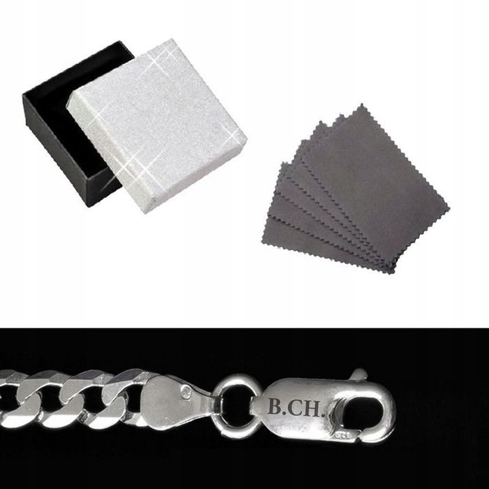 Elegancki Srebrny Męski Łańcuszek + Medalik Jezus Pr. 925 Prezent + Gr