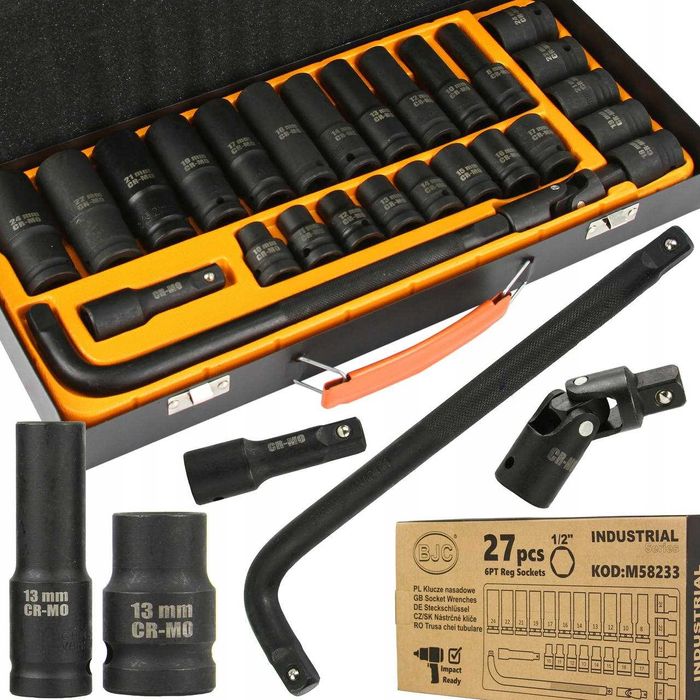 Zestaw kluczy nasadowych BJC 1/2'' 27el 6-kąt 8-24mm