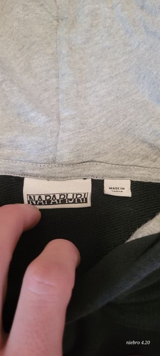 Napapijri bluza hoodie anorak czarna z flagą  premium