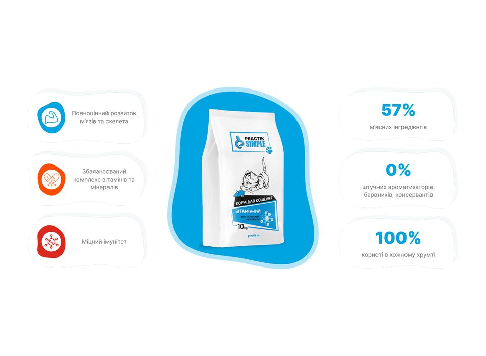 Корм для кошенят вітамінний PRACTIK SIMPLE 1 кг