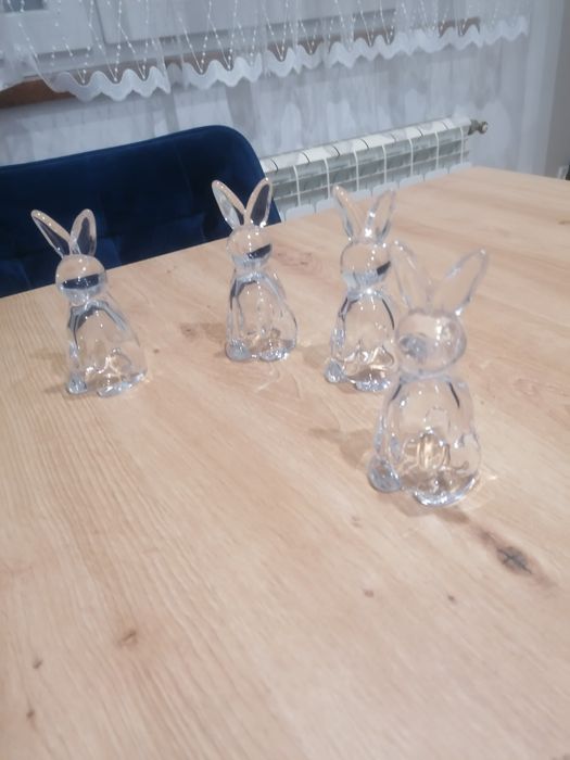 Wielkanocny królik, zając figurka szklana
