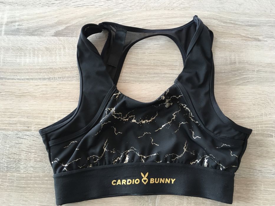 Crop top cardio bunny czarno-złoty przerobiony M
