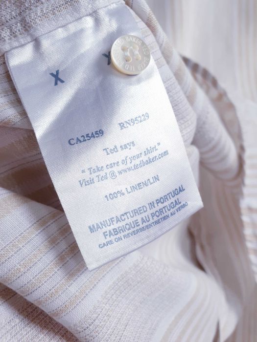 Beżowa lniana koszula 100% len Ted Baker S