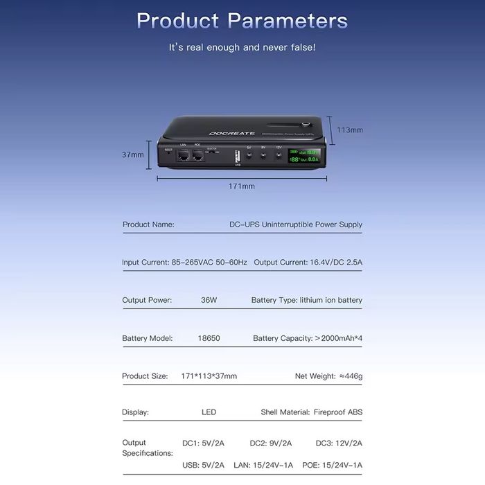 Дбж UPS DOCREATE 36W dc1036L