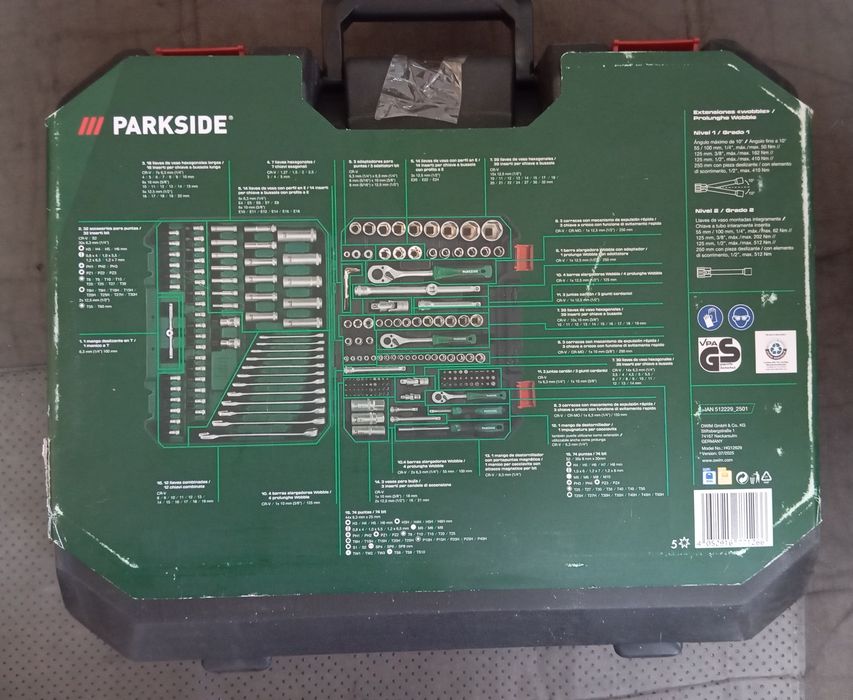 Mala de ferramentas Parkside 216 peças