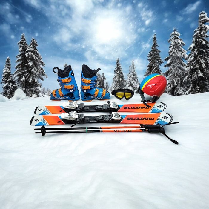 Komplet Narty 110 cm BLIZZARD Buty r-35 Kask Gogle Kijki