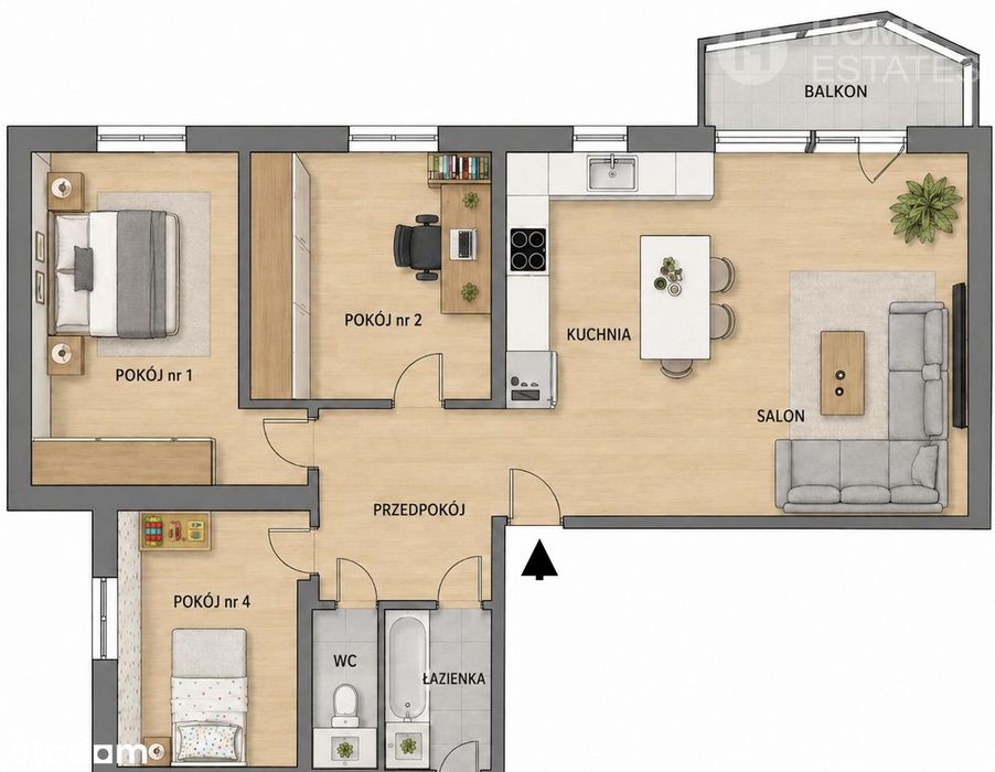 4pokoje  | osobna kuchnia | balkon