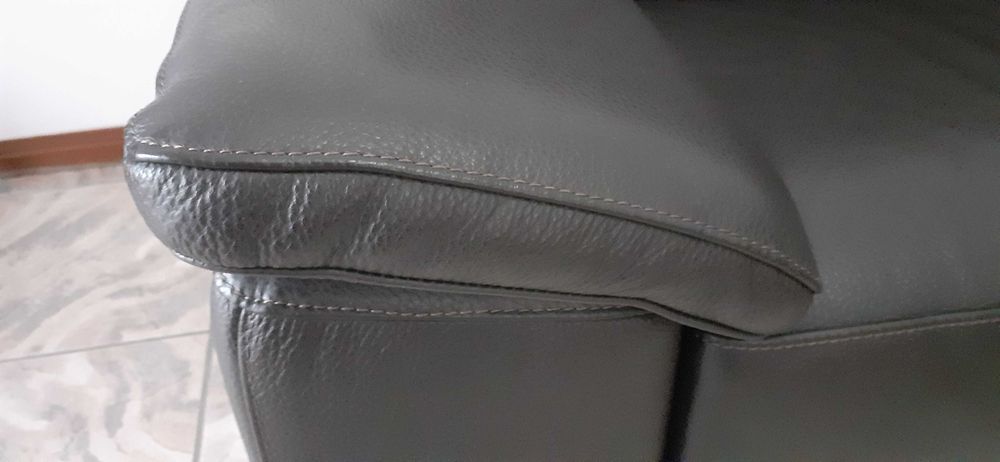 Sofa de canto extra pèle novo castanho escuro marca : chateau d'ax