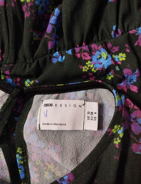 Платье-комбинезон ASOS DESIGN с неоновым цветочным принтом и оборками, р. M (38)